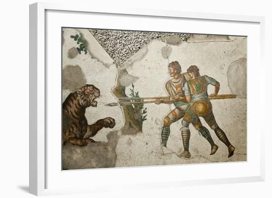 Turkey, Istanbul, Great Palace Mosaic Museum, Roman Mosaic, Tiger Hunt-Samuel Magal-Framed Photographic Print