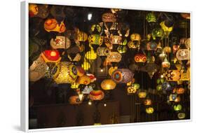 Turkey, Istanbul. Lighting Store, Featuring Mosaic Glass Lamps in the Grand Bazaar-Emily Wilson-Framed Photographic Print