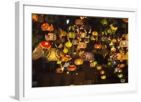 Turkey, Istanbul. Lighting Store, Featuring Mosaic Glass Lamps in the Grand Bazaar-Emily Wilson-Framed Photographic Print