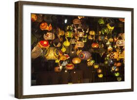 Turkey, Istanbul. Lighting Store, Featuring Mosaic Glass Lamps in the Grand Bazaar-Emily Wilson-Framed Photographic Print