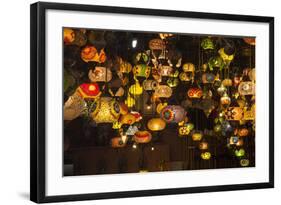 Turkey, Istanbul. Lighting Store, Featuring Mosaic Glass Lamps in the Grand Bazaar-Emily Wilson-Framed Photographic Print