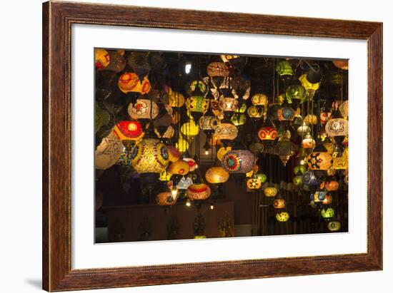 Turkey, Istanbul. Lighting Store, Featuring Mosaic Glass Lamps in the Grand Bazaar-Emily Wilson-Framed Photographic Print