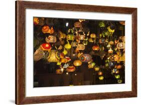 Turkey, Istanbul. Lighting Store, Featuring Mosaic Glass Lamps in the Grand Bazaar-Emily Wilson-Framed Photographic Print