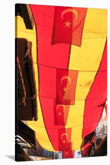 turkey, Istanbul, Sultanahmet district, Turkish flags-Emily Wilson-Stretched Canvas
