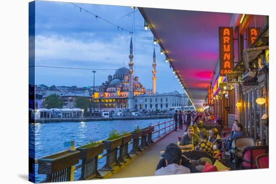 Turkey, Istanbul, Sultanahmet, Galata Bridge across the Golden Horn, New Mosque (Yeni Camii)-Alan Copson-Stretched Canvas