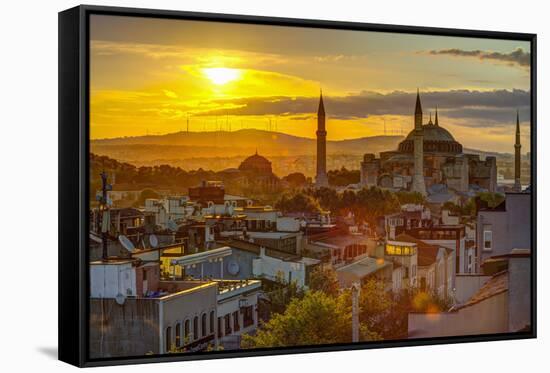 Turkey, Istanbul, Sultanahmet, Sunrise over Hagia Sophia (Or Ayasofya)-Alan Copson-Framed Stretched Canvas