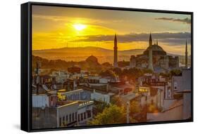 Turkey, Istanbul, Sultanahmet, Sunrise over Hagia Sophia (Or Ayasofya)-Alan Copson-Framed Stretched Canvas