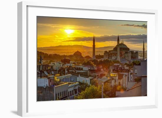 Turkey, Istanbul, Sultanahmet, Sunrise over Hagia Sophia (Or Ayasofya)-Alan Copson-Framed Photographic Print