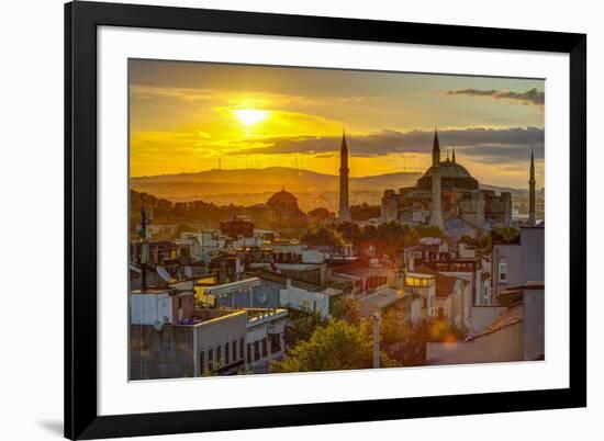 Turkey, Istanbul, Sultanahmet, Sunrise over Hagia Sophia (Or Ayasofya)-Alan Copson-Framed Photographic Print