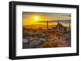 Turkey, Istanbul, Sultanahmet, Sunrise over Hagia Sophia (Or Ayasofya)-Alan Copson-Framed Photographic Print