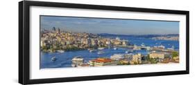 Turkey, Istanbul, View over Beyoglu and Sultanahmet Districts, the Golden Horn and Bosphorus-Alan Copson-Framed Photographic Print