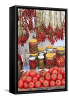 Turkey, Izmir, Kusadasi. Local market, red peppers and tomatoes.-Emily Wilson-Framed Stretched Canvas