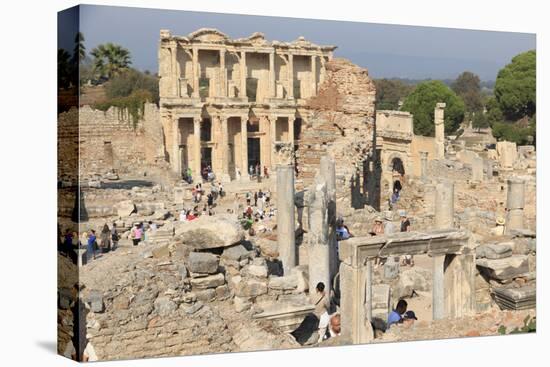 Turkey, Izmir, Selcuk, ancient city Ephesus. Library of Celsus. Ceretus Street.-Emily Wilson-Stretched Canvas