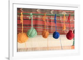 Turkey, Izmir, Selcuk, weaving loom with balls of wool or yarn.-Emily Wilson-Framed Premium Photographic Print