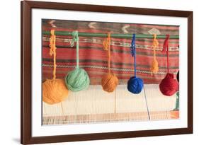 Turkey, Izmir, Selcuk, weaving loom with balls of wool or yarn.-Emily Wilson-Framed Premium Photographic Print