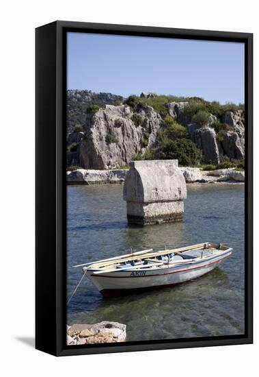 Turkey, Kekova Islands, Lycian Tomb-Samuel Magal-Framed Stretched Canvas