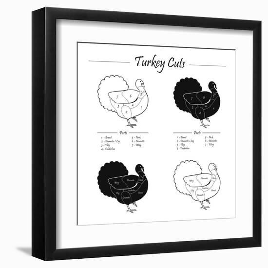 TURKEY MASCULINE CUTS SCHEME - B&W-ONiONAstudio-Framed Art Print