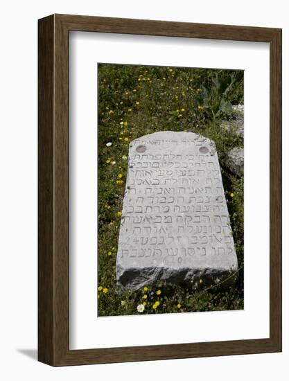 Turkey, Pergamon, Temple of Egyptian Gods ( Serapeion ), Memorial Bress with Hebrew Writing-Samuel Magal-Framed Photographic Print