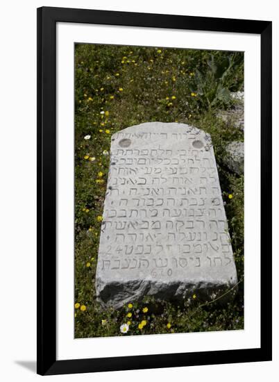 Turkey, Pergamon, Temple of Egyptian Gods ( Serapeion ), Memorial Bress with Hebrew Writing-Samuel Magal-Framed Photographic Print