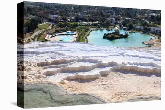Turkey, River Menderes valley, Pamukkale. Cotton castle hot springs.-Emily Wilson-Stretched Canvas