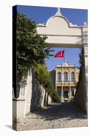 Turkey, Safranbolu. Government Building with Red Turkish Flag Flying-Emily Wilson-Stretched Canvas