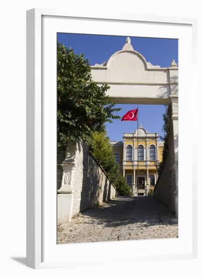 Turkey, Safranbolu. Government Building with Red Turkish Flag Flying-Emily Wilson-Framed Photographic Print