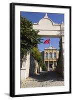 Turkey, Safranbolu. Government Building with Red Turkish Flag Flying-Emily Wilson-Framed Photographic Print