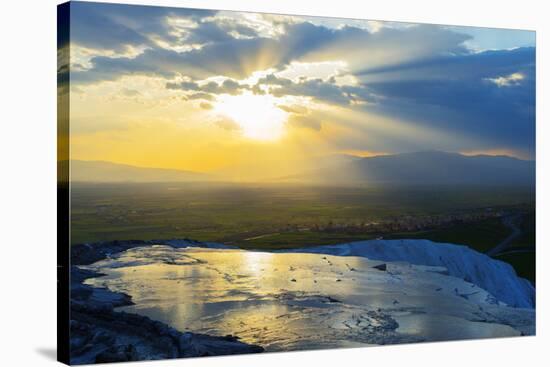 Turkey, Western Anatolia, Pamukkale, UNESCO Site, White Travertine Basins-Christian Kober-Stretched Canvas