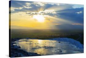 Turkey, Western Anatolia, Pamukkale, UNESCO Site, White Travertine Basins-Christian Kober-Stretched Canvas