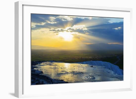 Turkey, Western Anatolia, Pamukkale, UNESCO Site, White Travertine Basins-Christian Kober-Framed Photographic Print