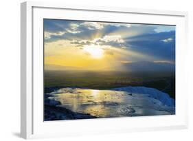 Turkey, Western Anatolia, Pamukkale, UNESCO Site, White Travertine Basins-Christian Kober-Framed Photographic Print