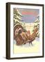 Turkeys in the Snow-null-Framed Art Print