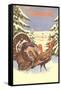 Turkeys in the Snow-null-Framed Stretched Canvas