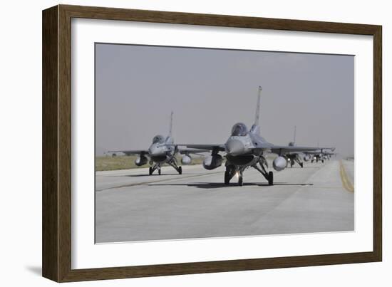 Turkish Air Force F-16C-D Aircraft Taxiing on the Runway-Stocktrek Images-Framed Photographic Print