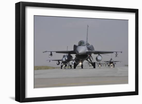 Turkish Air Force F-16C-D Block 52+ Aircraft Taxiing on the Runway-Stocktrek Images-Framed Photographic Print