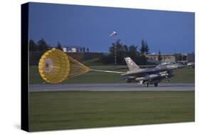 Turkish Air Force F-16D Landing with Parachute Deployed-null-Stretched Canvas