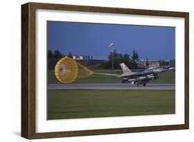 Turkish Air Force F-16D Landing with Parachute Deployed-null-Framed Photographic Print