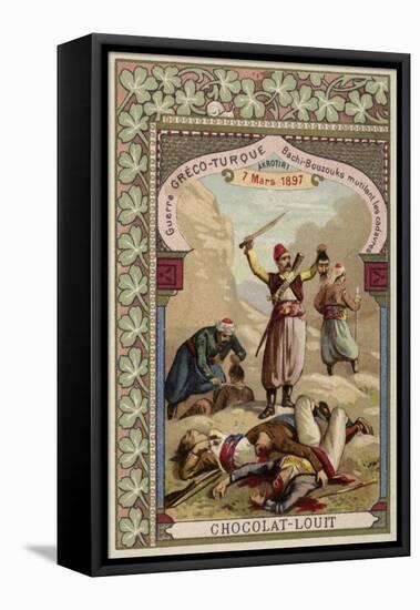 Turkish Bashi-Bazouks Mutilating Greek Corpses, Akrotiri, Crete, Greco-Turkish War, 7 March 1897-null-Framed Stretched Canvas