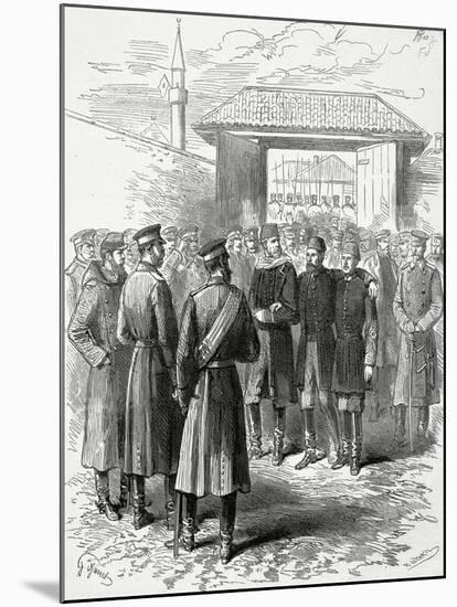 Turkish Commander Osman Nuri Pasha Surrendering Pleven to Tsar, Russo-Turkish War, Bulgaria-null-Mounted Giclee Print