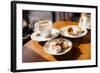 Turkish Delights (Lokum) on Plate and Coffee, Cafe Near Spice Bazaar, Istanbul, Turkey-Ben Pipe-Framed Photographic Print