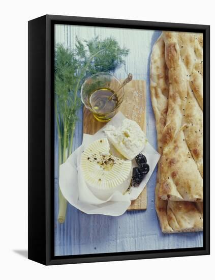 Turkish Flatbread with Sheep's Cheese and Olives-Eising Studio - Food Photo and Video-Framed Stretched Canvas