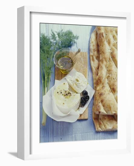 Turkish Flatbread with Sheep's Cheese and Olives-Eising Studio - Food Photo and Video-Framed Photographic Print