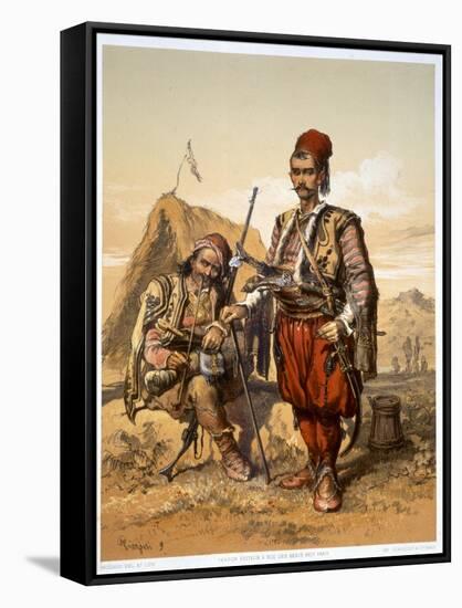 Turkish foot soldiers in the Ottoman army, 1857-Amadeo Preziosi-Framed Stretched Canvas