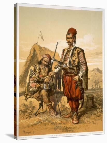 Turkish Foot Soldiers in the Ottoman Army, Pub. by Lemercier, c.1857-Amadeo Preziosi-Stretched Canvas