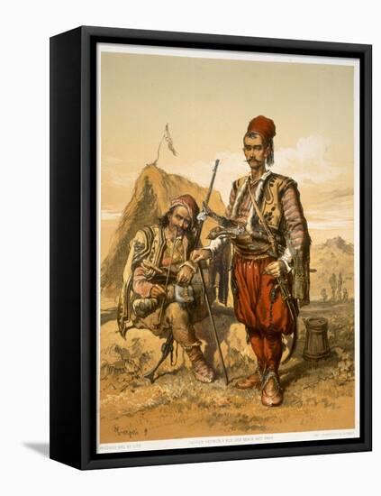 Turkish Foot Soldiers in the Ottoman Army, Pub. by Lemercier, c.1857-Amadeo Preziosi-Framed Stretched Canvas