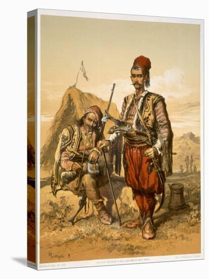 Turkish Foot Soldiers in the Ottoman Army, Pub. by Lemercier, c.1857-Amadeo Preziosi-Stretched Canvas