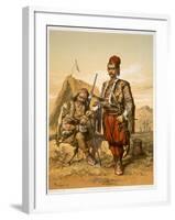 Turkish Foot Soldiers in the Ottoman Army, Pub. by Lemercier, c.1857-Amadeo Preziosi-Framed Giclee Print