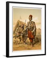 Turkish Foot Soldiers in the Ottoman Army, Pub. by Lemercier, c.1857-Amadeo Preziosi-Framed Giclee Print