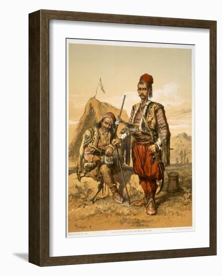 Turkish Foot Soldiers in the Ottoman Army, Pub. by Lemercier, c.1857-Amadeo Preziosi-Framed Giclee Print