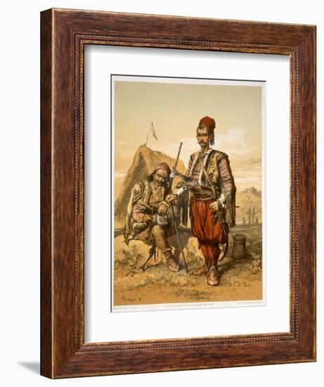 Turkish Foot Soldiers in the Ottoman Army, Pub. by Lemercier, c.1857-Amadeo Preziosi-Framed Giclee Print